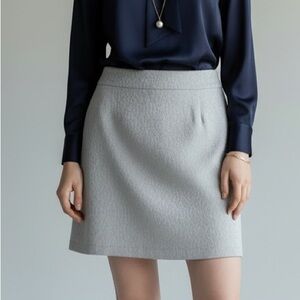 NWT Size 10 Ann Taylor LOFT Floral Silver Gray Textured A-Line Skirt Workwear